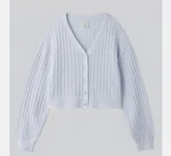 gelato pique ジェラート ピケ　アランショートカーディガン PWNT241095　ジェラピケ　カーディガン　ニット　ブルー　部屋着