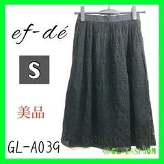ef-de ｴﾌﾃﾞ　ｽｶｰﾄ　【美品】（GL-A039）　黒　幾何学　ﾚﾃﾞｨｰｽ　古着　送料無料
