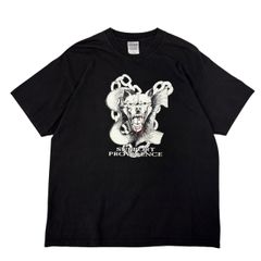 【XL】GILDAN 00s 古着 犬 ドーベルマン Tシャツ 鎖 両面プリント バックロゴ パンク ロック ブラック