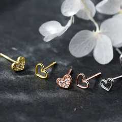 b-0269 ピアス ハート ローズ つけっぱなし 小さい シンプル 軟骨 金属アレルギー シルバー 小さめ ミニ シルバー925 アレルギー対応 20G 仕事用 小さいピアス ハートピアス つけっぱなしピアス シンプルピアス セカンドピアス 仕事