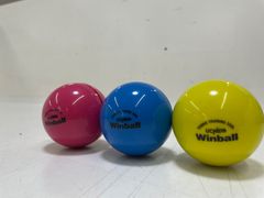 中古品　WINBALL ウインボール ピンク.イエロー.ブルー３個セット　UCHIDA 120g