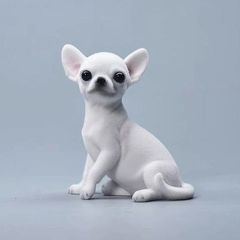 JXK チワワ 犬 動物 フィギュア 大人のおもちゃ 模型 6cm級 置物 白色