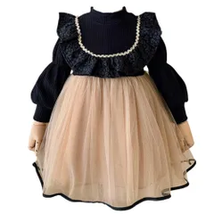 [ALVEIN] ドレス ワンピース 女の子 フォーマル 長袖 プリンセスワンピース セレモニードレス ベビー キッズ ワンピース ピンクベージュ ベージュ 黄緑 ライトグリーン 花柄 発表会 出産祝い 結婚式 誕生日 (ピンクベ [ピンクベージュ] [80]