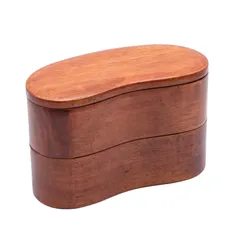 【数量限定】ランチボックス 約16×7cm 二段 漆塗り くりぬき 木製 豆型 store) box bento A-74-273493 wappa 和歌山峠のわっぱめし弁当箱屋さん(wakayama