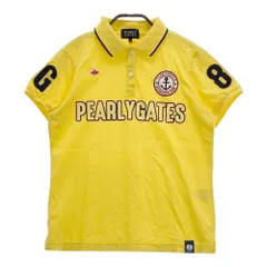 サイズ：1 PEARLY GATES パーリーゲイツ  半袖ポロシャツ プリント ワッペン  イエロー系 [240101268787]# ゴルフウェア レディース ストスト