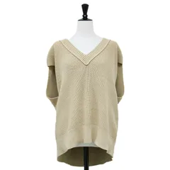 MACPHEE マカフィー ニット ベージュ サイズ:S(9号) | 21春夏 コットン ナイロン リリヤーン Vネック ベスト / ニット | ドロップショルダー オーバーサイズ 畦編み | トップス セーター【レディース】【中古】