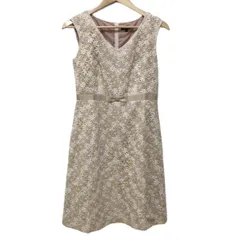 TOCCA(トッカ) ワンピース サイズ4 S レディース - ベージュ×白 Vネック/ノースリーブ/ひざ丈/レース