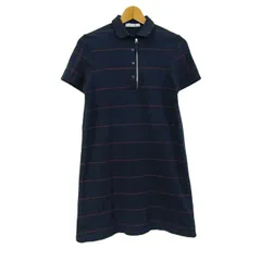 ラコステ ワンピース トップス 半袖 ポロワンピ ボーダー柄 レディース 36サイズ ネイビー LACOSTE 【中古】