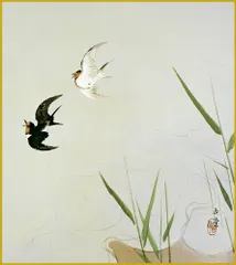 色紙  色紙掛けなし 色紙絵  和風 飛燕 川合玉堂 モダン 掛軸 床の間 和室 おしゃれ 壁掛け 絵