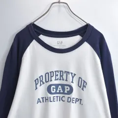 GAP ギャップ ラグランスリーブ ロゴプリント ロングスリーブTシャツ ロンT カットソー アメカジ ホワイト ネイビー ヴィンテージ ビンテージ USA アメリカ古着 メンズL〜サイズ