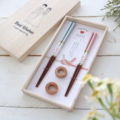 イシダ 夫婦箸 シャンパンカラー 桐箱入り 箸置き付き 2膳セット 日本製 結婚祝い 結婚記念日 食洗機対応 おしゃれ かわいい ギフト プレゼント ブライダル ペアギフト