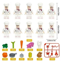 【新品】大人気 セール 職業 シェフ ミニフィグ 10体 道具たくさん 働く人 セット レゴ 互換 街の人シリーズ ブロック キャラクター 知育玩具 人形 子供 キッズ 男の子 女の子 おもちゃ クリスマス プレゼント 誕生日