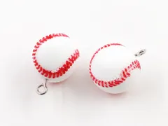 チャームパーツ　ボール　6個　16mm　野球ボール　パーツ　大きめ　AP1424