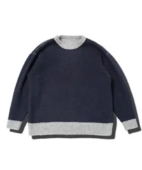 新品 未使用 JIGGYS SHOP(ジギーズショップ)リバーシブルニット クルーネック プルオーバー ふわもち ウール混 217517 グレー/ネイビーのサムネイル