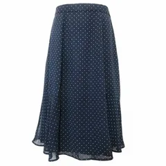 アリスバーリー Aylesbury 美品 近年 ドット スカート ひざ丈 フレア 水玉 紺系 11 L相当 ■GY09 X