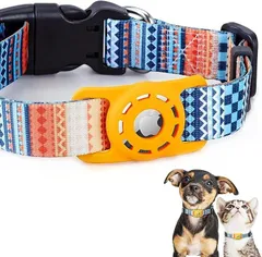 masamilk 犬用エアタグ首輪 猫 ペット首輪 迷子 追跡 ペット用品 AirTagケース(ボヘミアンオレンジ,  S)