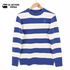 60％オフ 新品 正規品 ジースターロゥ G-Star RAW セーター XXS XS S L メンズ XSサイズ Sサイズ Mサイズ LLサイズ ニット ブルー×オフホワイト クルーネック ウール×ナイロン ボーダー 長袖 D10771-A758-1855