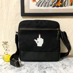 中指ミニショルダーバッグ オリジナルデザイン ブラック 内ポケット付き ハンドメイド メンズ レディース ポシェット ストリート