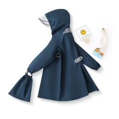 ☆ ブルー ☆ Lサイズ ☆ キッズレインコート nakrc4300 レインコート キッズ ランドセル対応 レインウェア レインポンチョ ランドセルコート カッパ 雨具 フード付き 女の子 小学生 かわいい 可愛い  シンプル 手洗い 洗濯機 反射材 収納袋