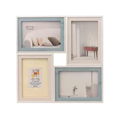 ナカバヤシ 樹脂製ツートンフォトフレーム 4面 ブルー F-TMS-111-4-B 1