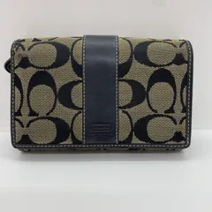 コーチ COACH シグネチャー二つ折り財布 L字 ファスナー ブラック 黒キャンバスxレザーストライプ財布