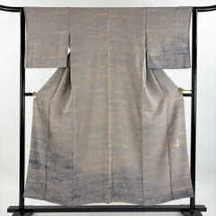 付下げ 身丈151cm 裄丈63.5cm S 袷 陶彩染 幾何学 ぼかし 灰紫 正絹 秀品 【中古】