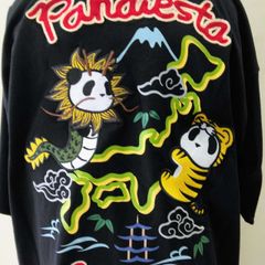 パンディエスタ 半袖T　龍虎刺繍　黒 XXL　T-shirt with embroidered panda