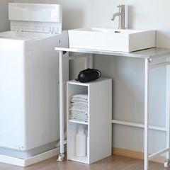 【新着商品】スリム 棚 2段 A4対応 隙間収納 ラック (棚板の高さが変えられる/6段まで積み重ねられる) 幅20×奥行29×高さ59cm スリムユニット [山善] 組立品 ホワイト SLU-60202(WH)