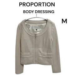 PROPORTION BODY DRESSING ノーカラージャケット M ピンクベージュ セレモニー プロポーションボディドレッシング