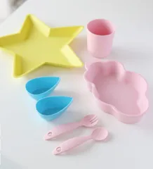 UNICOM(ユニコン)⭐️Nature Tableware Set⭐️ 子供食器セット 7点セット⭐️お子様食器 お食事セット⭐️食育⭐️星⭐️スター⭐️雲⭐️くも⭐️空⭐️ピンク⭐️キッズ⭐️ベビー⭐️ギフト