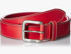 【Levi's 15116604】リーバイス ベルト メンズ レッド 本革 ステッチデザイン 牛革 レザーベルト 赤 カジュアル ジーンズ対応