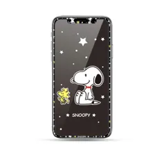 iPhone/xs/11/11pro/max強化ガラス 保護フィルム 黒スヌーピ