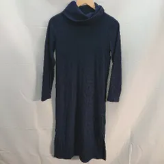 ◇ ROPE’ PICNIC リブニット ストレッチ タイト サラサラ生地 スリット 長袖 ロング ワンピース サイズ38 ネイビー E  【1301260034286】