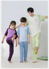 親子ペア パジャマ 夏 半袖 春 キッズ セットアップ 女子 薄手 半袖トップス ロングパンツ 親子 ペアパジャマ 春夏 ルームウェア ママ 家族お揃い ゆったり おそろい親子服 子供用 大きいサイズ お揃い ユニjianqunxz05