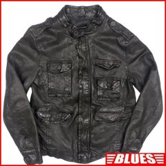 本革✨291295=HOMME M-65レザージャケット 銀ボタン ダブルジップ 