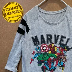 USA輸入古着 アベンジャーズAVENGERS　マーベルMARVEL ラグラン七分袖tシャツ 灰色S