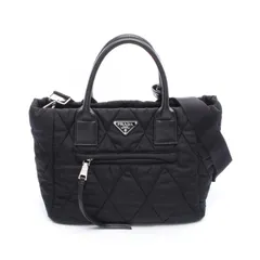 プラダ PRADA ハンドバッグ NEW TESSUTO BOM 1BG168 ブラック ナイロン レザー キルティングナイロン 2wayトートバッグ レディース Used A