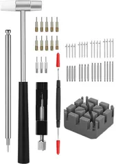 【特価商品】TICFROG 時計 ベルト調整工具 51点セット 時計バンド 腕時計 ベルト交換 工具 バネ棒外し 時計 ピン抜き工具 品質が良い 32個 バネ棒 10個交換針 時計修理ツール 日本語取扱説明書付き