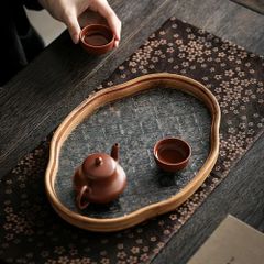 煎茶道具　紫檀製茶盆　トレイ 　ダークブラウン　茶托急須 煎茶道具 紫檀製茶盆 トレイ ダークブラウン 茶托急須 煎茶道具