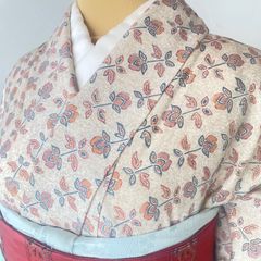 逸品＊】かわいい本塩沢 単衣 花柄 アイボリー 特価☆ - メルカリ