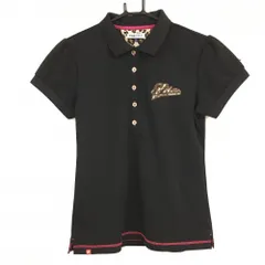 ★値下げ★フィラゴルフ 半袖ポロシャツ 黒  襟裏ピンク  レディース L ゴルフウェア FILA GOLF
