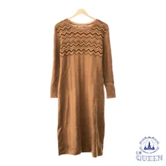 ☆美品☆ ワンピース 長袖 ロング丈 ゴム レディース 大きいサイズ オレンジ L 901-4068 送料無料 古着