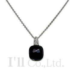 Pomellato　ポメラート　カプリ　ネックレス　750WG　ジェット　7Pダイヤモンド　ブランドジュエリー　ペンダント　K18WG　18KT　18金　Au750　ホワイトゴールド　樹木　黒琥珀　ブラックアンバー【中古】【73732】