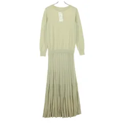 未使用 ROPE PICNIC ロペピクニック 長袖 ニット ロングワンピース 40 ベージュ プリーツ レディース 古着