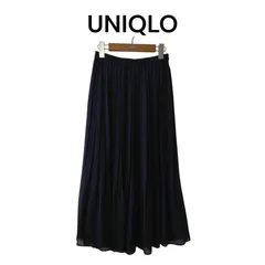 UNIQLO ユニクロ ハイウエストシフォンプリーツスカート M ネイビー