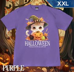 GENJU XXL 사이즈 할로윈 고양이 고양이 호박 유령 열매의 가을 가장 남성 티셔츠 반소매 HALLOWEEN Harvest Festival