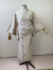 着物　袷　正絹　小紋　華文　水玉　リサイクル着物　k-214