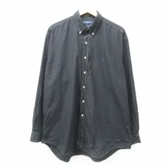 XL/古着 ラルフローレン 長袖 ブランド シャツ メンズ 90s ワンポイントロゴ TILDEN 大きいサイズ ロング丈 コットン ボタンダウン 黒 ブラ