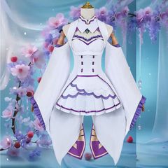新品未使用 Reゼロから始める異世界生活 エミリア コスプレ衣装 フルセット 可愛いワンピース アニメキャラクター 仮装 撮影会 ハロウィン イベント用 高品質コスチューム レディースサイズあり
