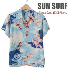 SUN SURF サンサーフ M品番 和柄 つる 鶴 タンチョウ 総柄アロハ